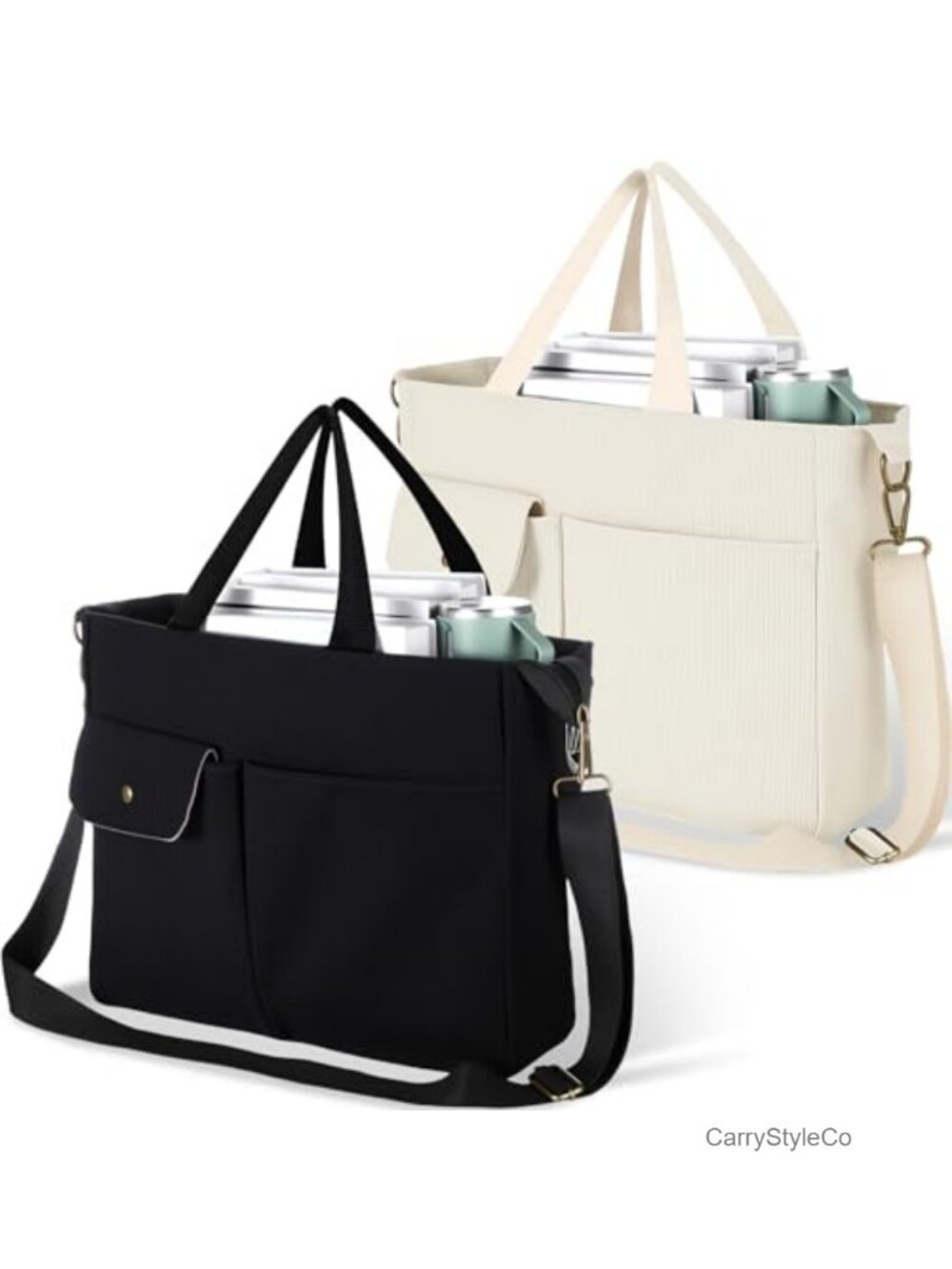 Corduroy Tote Bag for Women Large Crossbody Purse with Pockets Work Laptop